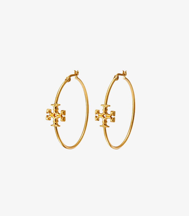 TORY BURCH GOLD-TONE "KIRA" HOOP EARRINGS