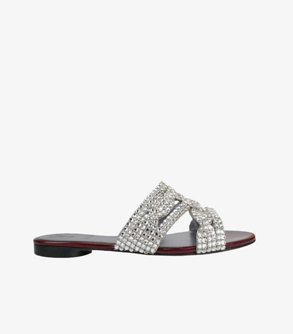 GINA EMBELLISHED FLAT SLIDE SANDALS