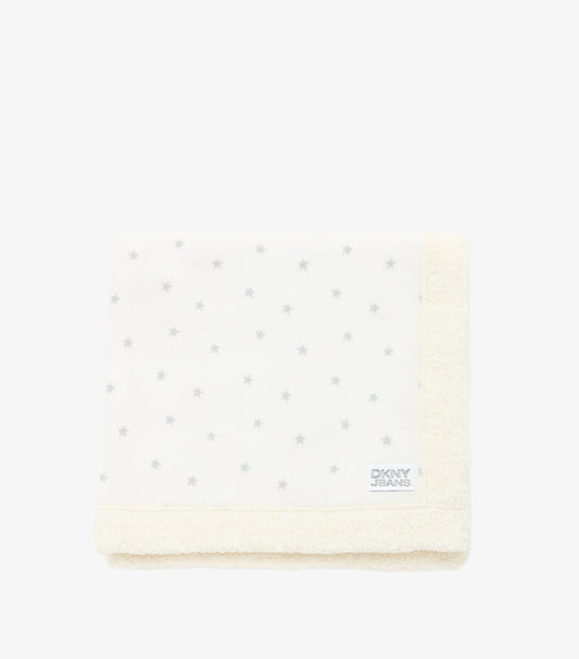 DKNY JEANS WHITE FLEECE BLANKET STAR SECURITY SET