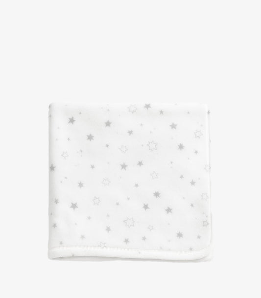 PRIMARK WHITE AND GREY PLUSH BABY BLANKET