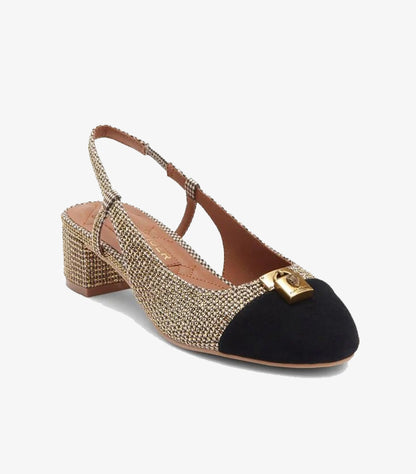 KURT GEIGER WOMEN’S TWEED SLINGBACK BLOCK HEEL