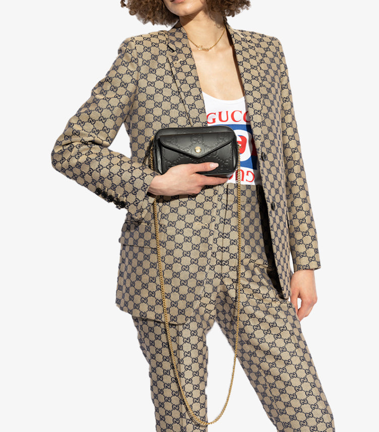 GUCCI BLACK ‘GG SUPER MINI’ SHOULDER BAG