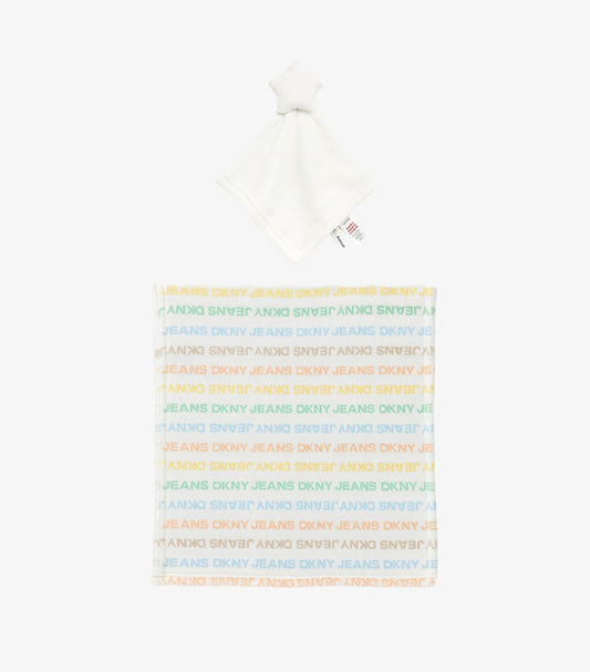 DKNY JEANS WHITE RAINBOW LOGO BABY BLANKET AND STAR LOVEY SET