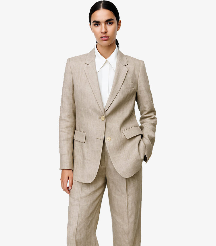 ZARA WOMEN'S BEIGE LINEN PANTSUIT