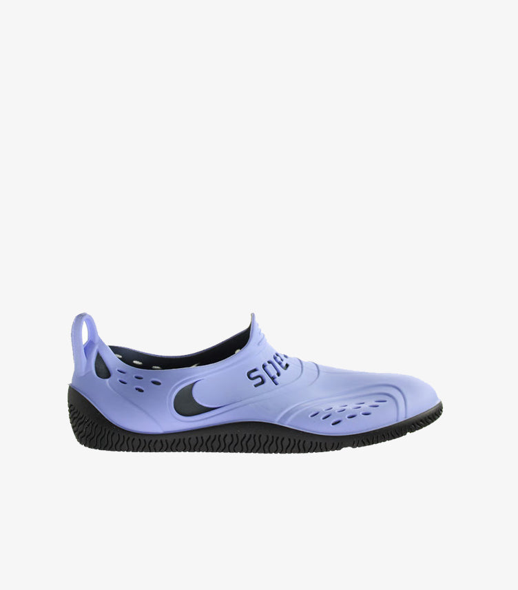 Speedo lavender and black lightweight water shoe side view 