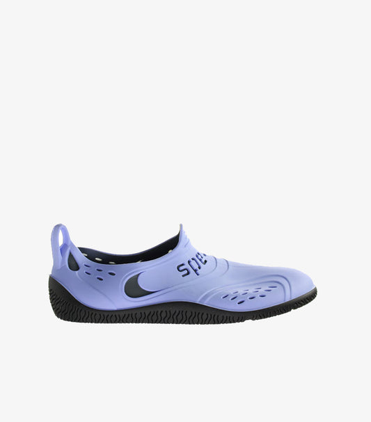 Speedo lavender and black lightweight water shoe side view 