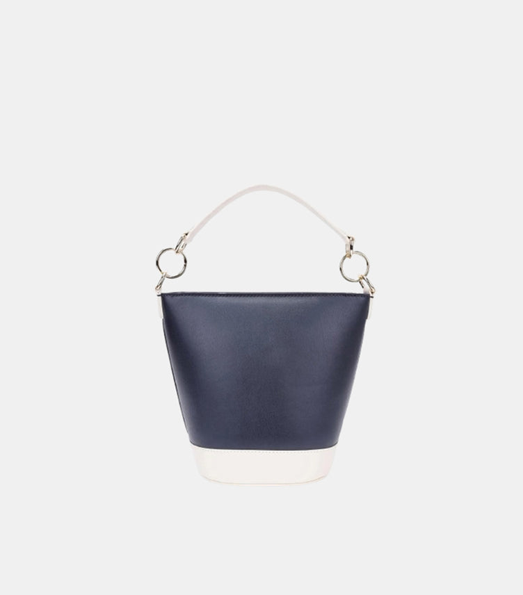 TOMMY HILFIGER WOMEN’S BUCKET SHOULDER BAG – NAVY & WHITE COLOR-BLOCK