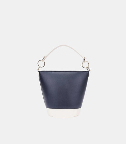 TOMMY HILFIGER WOMEN’S BUCKET SHOULDER BAG – NAVY & WHITE COLOR-BLOCK