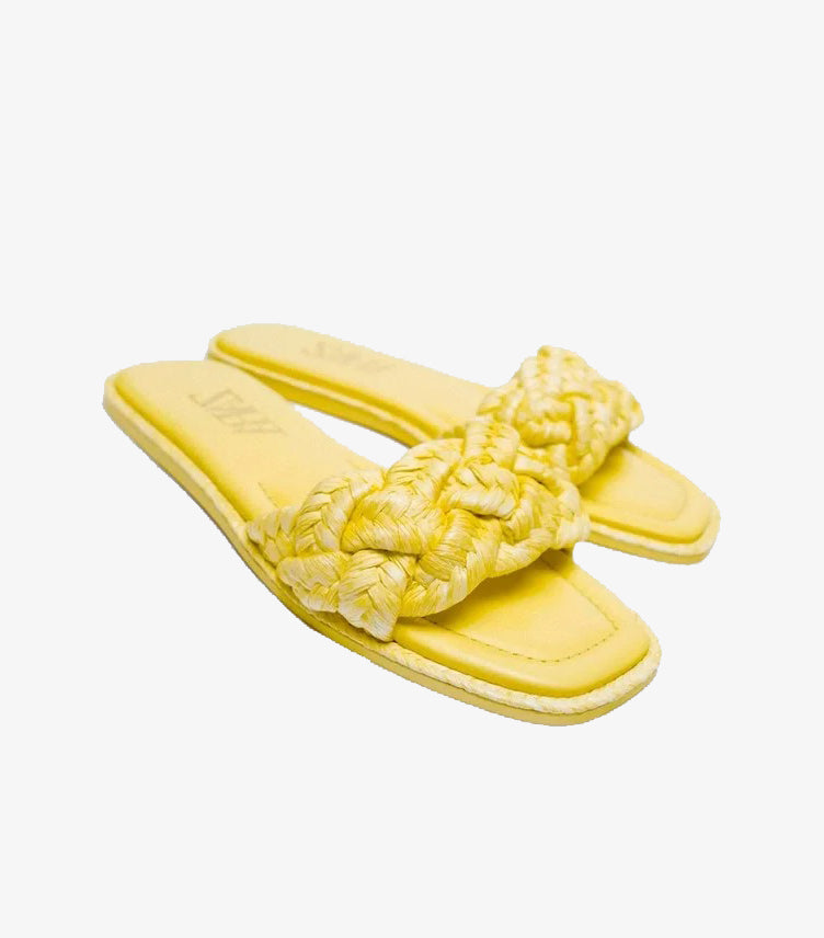 ZARA WOMEN’S YELLOW BRAIDED FLAT SLIDE