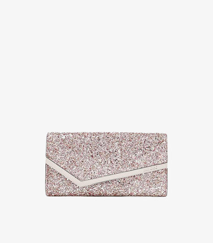 Jimmy Choo glitter envelope clutch front view