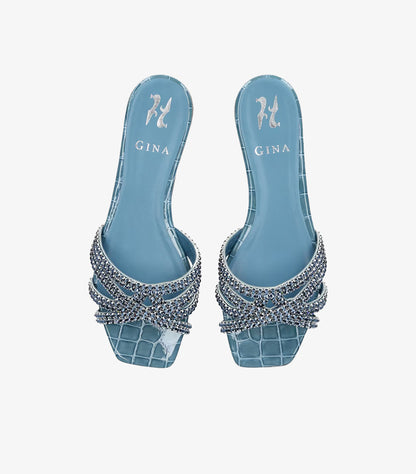 GINA LEATHER EMBELLISHED PORTLAND SLIDES