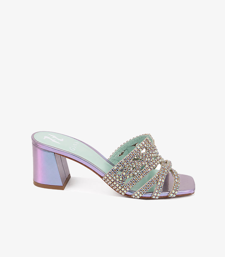 GINA CRYSTAL EMBELLISHED BLOCK HEEL