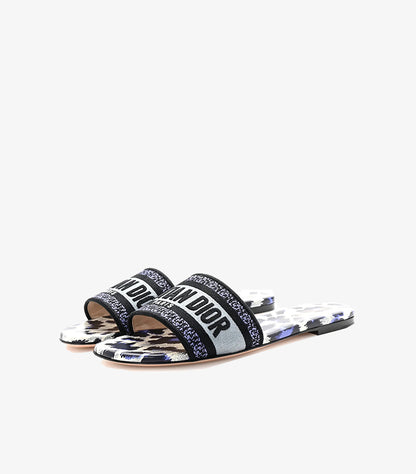 CHRISTIAN DIOR CANVAS MIZZA EMBROIDERED DWAY MULES SLIDE