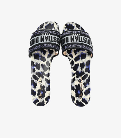 CHRISTIAN DIOR CANVAS MIZZA EMBROIDERED DWAY MULES SLIDE
