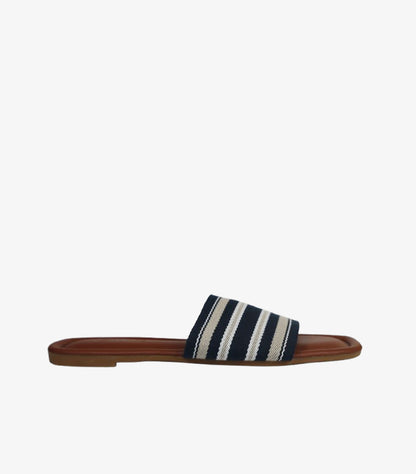 PRIMARK WOMEN’S STRIPED SLIDE SANDALS – NAVY & BROWN