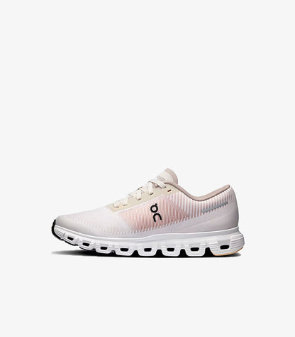 Side view of On Running women's athletic running shoe with lightweight breathable construction.