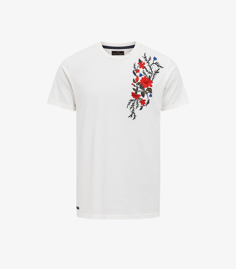 THREADBARE T-SHIRT WITH FLORAL EMBROIDERY