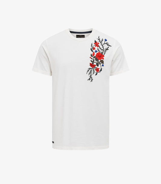 THREADBARE T-SHIRT WITH FLORAL EMBROIDERY