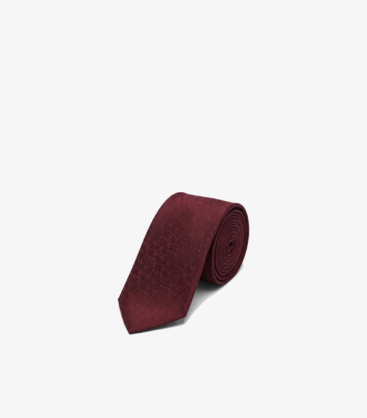 CALVIN KLEIN MEN’S TEXTURED FLORAL SILK TIE – BURGUNDY