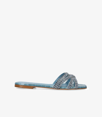 GINA LEATHER EMBELLISHED PORTLAND SLIDES