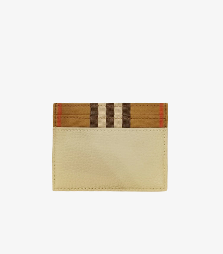 BURBERRY BUSINESS CARD HOLDER IN COWHIDE LEATHER CANVAS