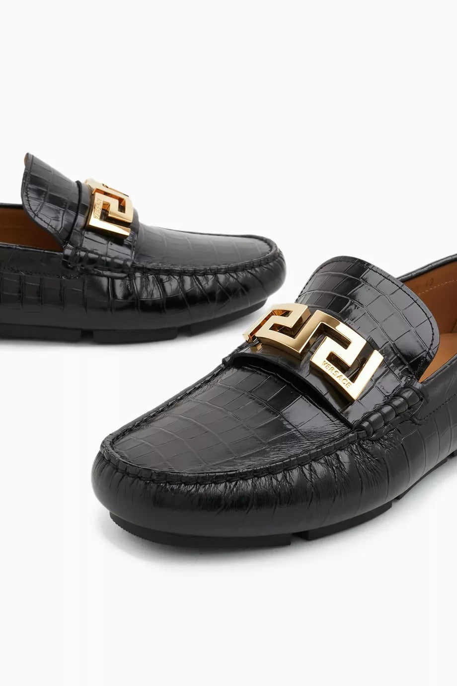 VERSACE GRECA DRIVING SHOES IN LEATHER