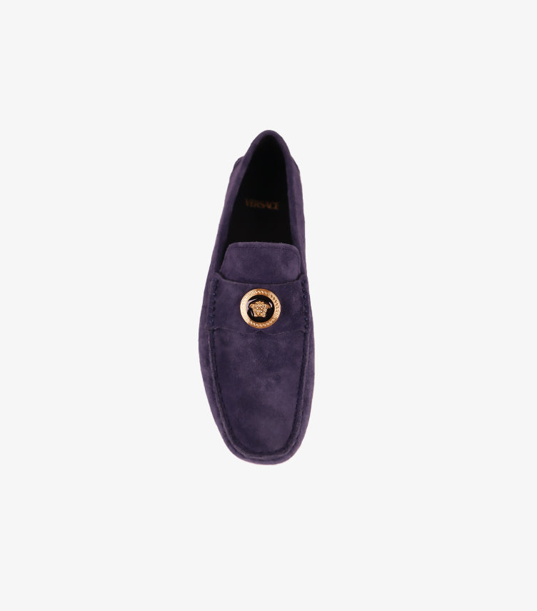 VERSACE MEN’S SUEDE MEDUSA LOAFER – NAVY BLUE