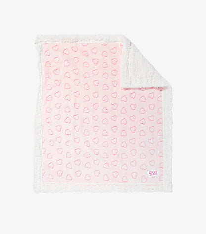 DKNY BABY SHERPA FLEECE HEART BLANKET IN PINK