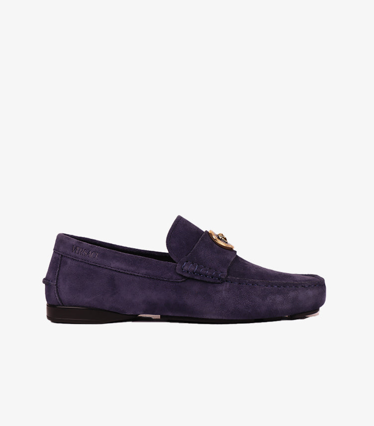VERSACE MEN’S SUEDE MEDUSA LOAFER – NAVY BLUE