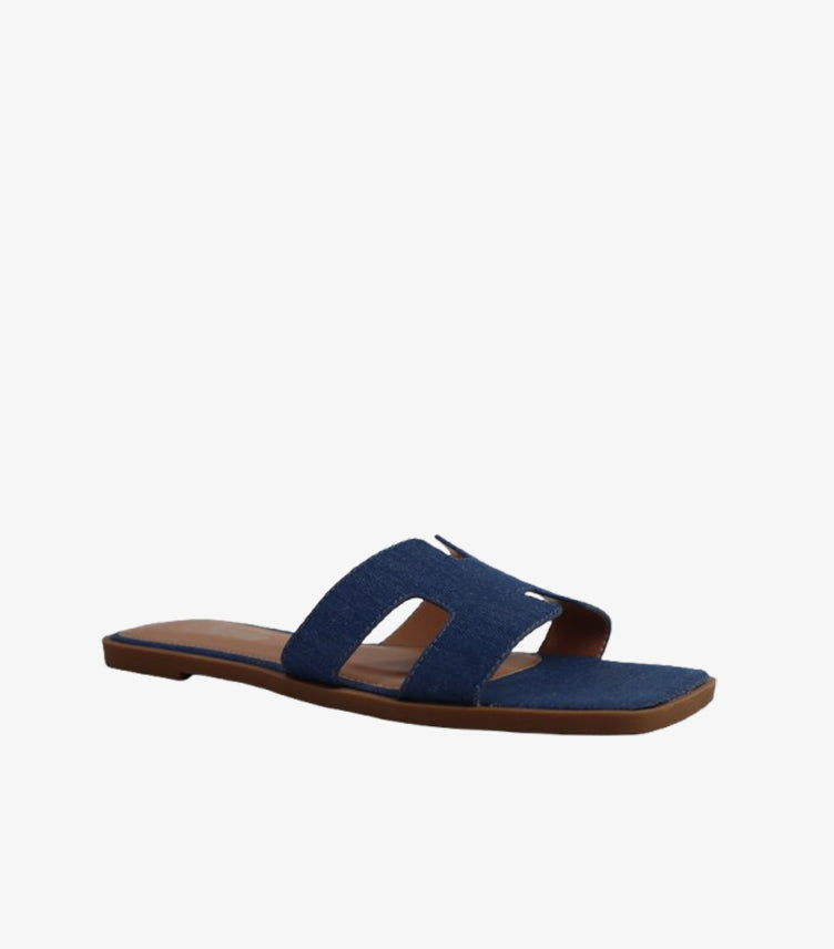 SHEIN NAVY H-CUT FLAT SLIDE SANDALS