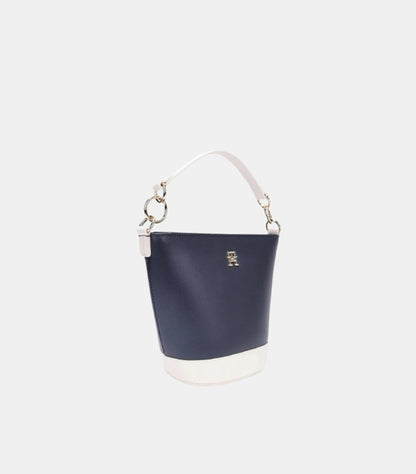 TOMMY HILFIGER WOMEN’S BUCKET SHOULDER BAG – NAVY & WHITE COLOR-BLOCK