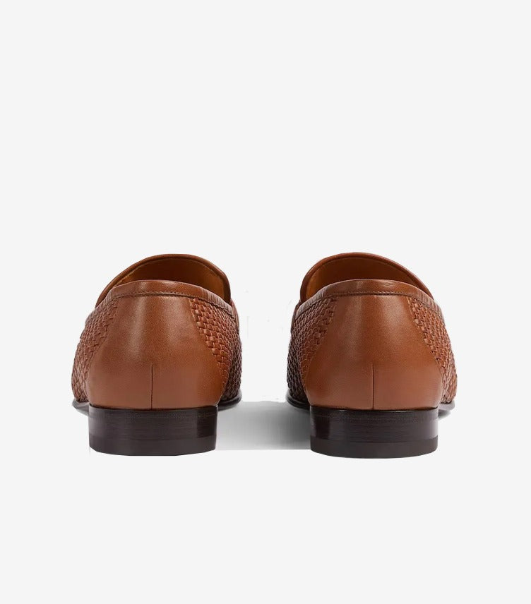 GUCCI HORSEBIT WOVEN LEATHER LOAFERS
