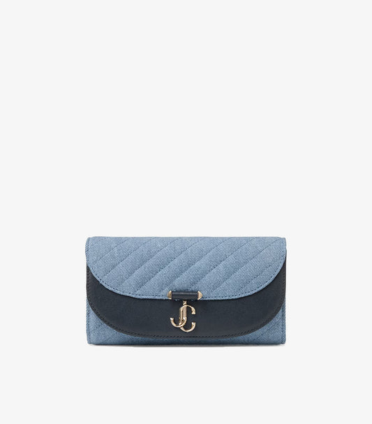 JIMMY CHOO DENIM CURVE WALLET ON CHAIN