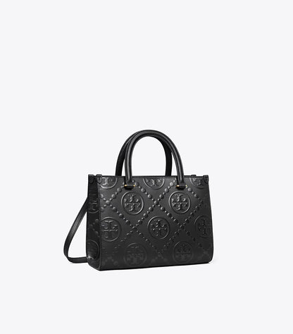 TORY BURCH T MONOGRAM TOP-HANDLE EMBOSSED TOTE