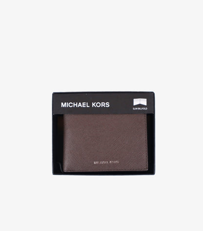MICHAEL KORS MEN’S BROWN TEXTURED LEATHER WALLET