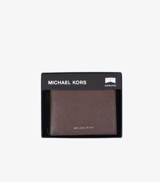 MICHAEL KORS MEN’S BROWN TEXTURED LEATHER WALLET