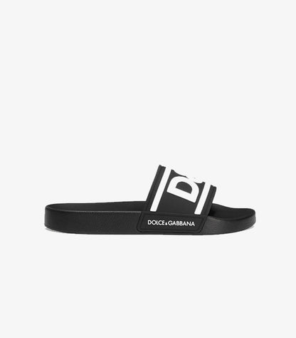 DOLCE & GABBANA RUBBER BEACHWEAR SLIDERS WITH DG LOGO