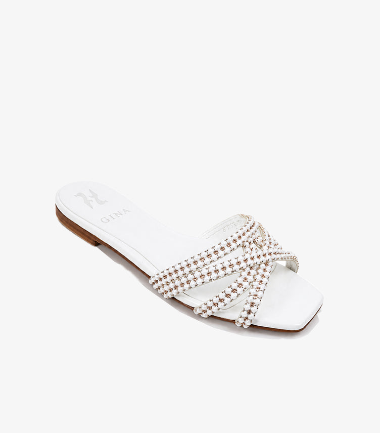 GINA PEARL EMBELLISHED FLAT SLIDE