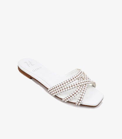 GINA PEARL EMBELLISHED FLAT SLIDE