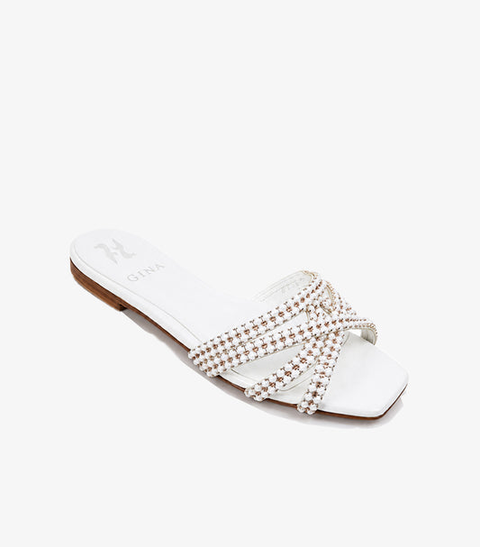 GINA PEARL EMBELLISHED FLAT SLIDE