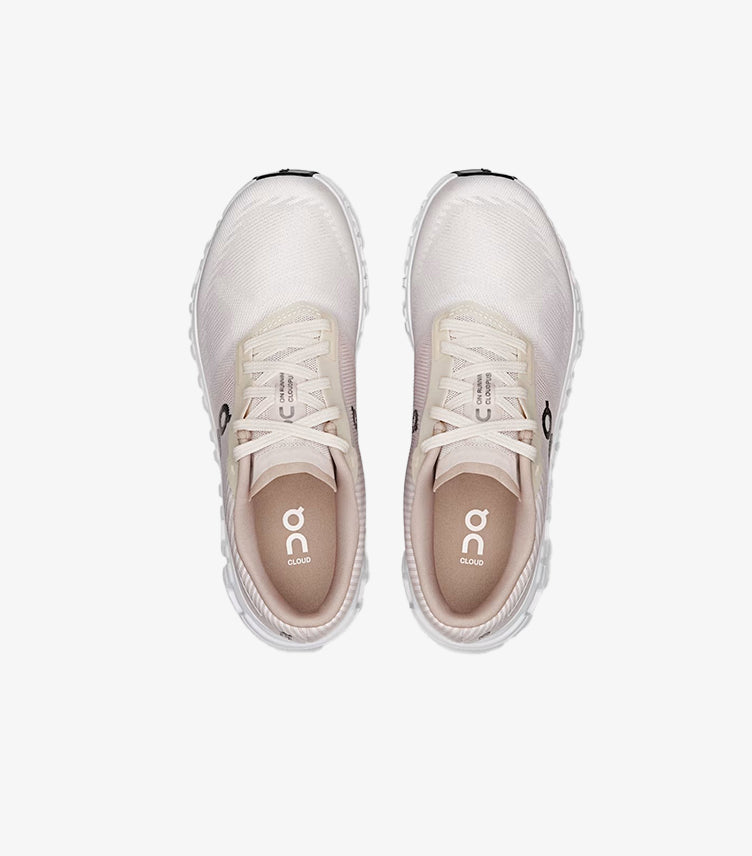 Top view of On Running Cloud women's sneakers featuring lace-up closure, cushioned insole, and breathable mesh upper.