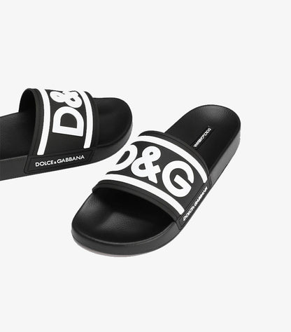 DOLCE & GABBANA RUBBER BEACHWEAR SLIDERS WITH DG LOGO