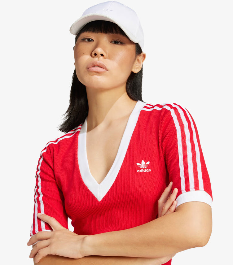 ADIDAS 3-STRIPES KNIT V-NECK DRESS