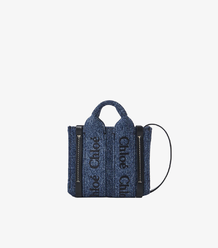 CHLOE WOODY NANO TOTE DENIM