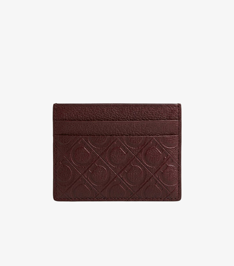 FERRAGAMO MEN'S GANCINI LEATHER CARD CASE