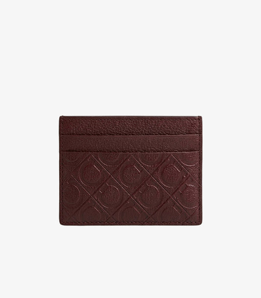 FERRAGAMO MEN'S GANCINI LEATHER CARD CASE