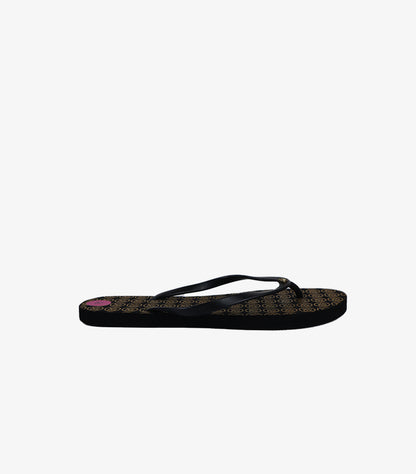 DKNY BLACK & GOLD MONOGRAM FLIP FLOPS