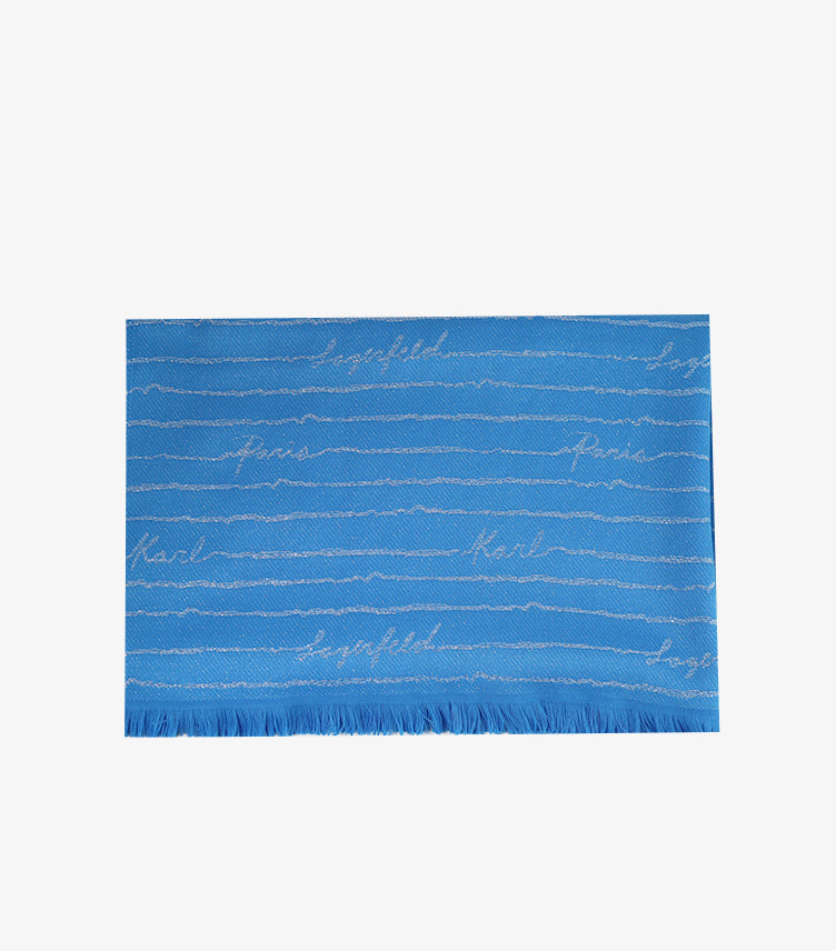 KARL LAGERFELD WOMEN’S SIGNATURE LOGO SCARF – BLUE