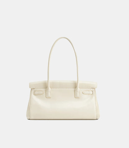 JW PEI ivory vegan leather bag interior detail showing polyester lining and zipped pocket
