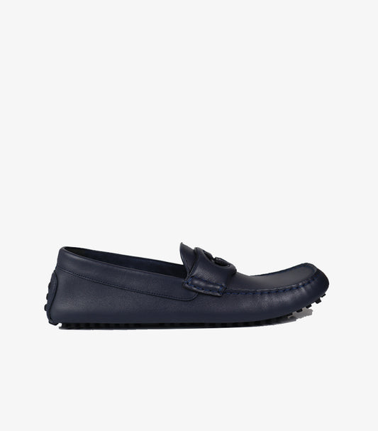 GUCCI MEN’S LEATHER LOAFER – NAVY BLUE SLIP-ON DRIVING SHOE